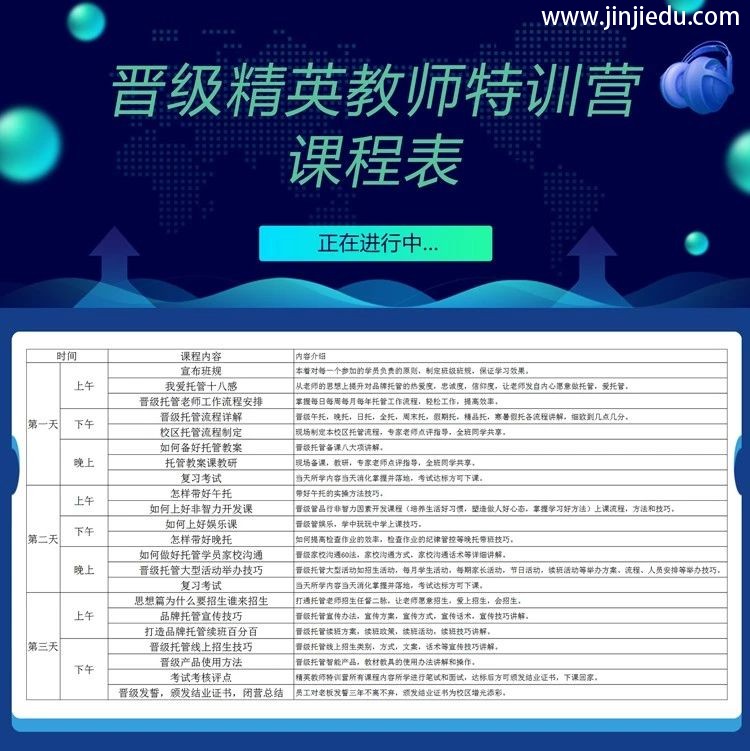 晋级精英教师特训营课程表