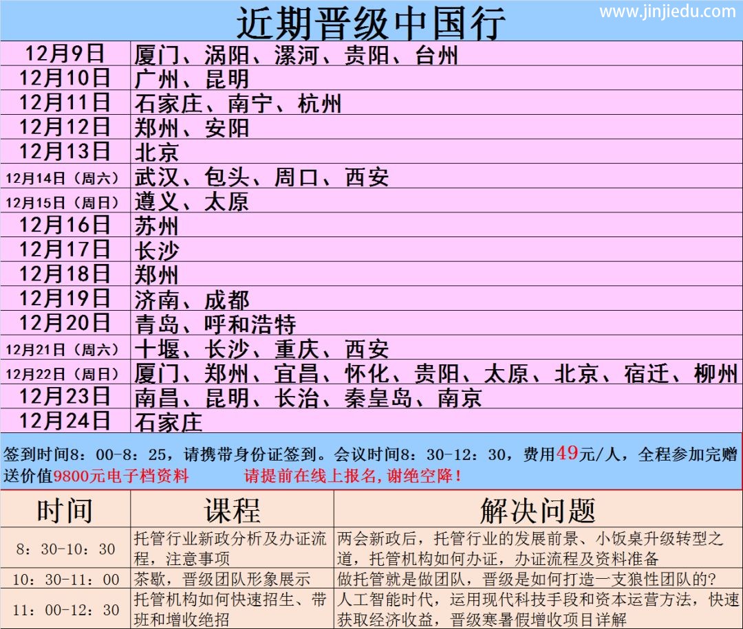 邀请函 | 12月晋级教育中国行火热报名中！点击查看城市