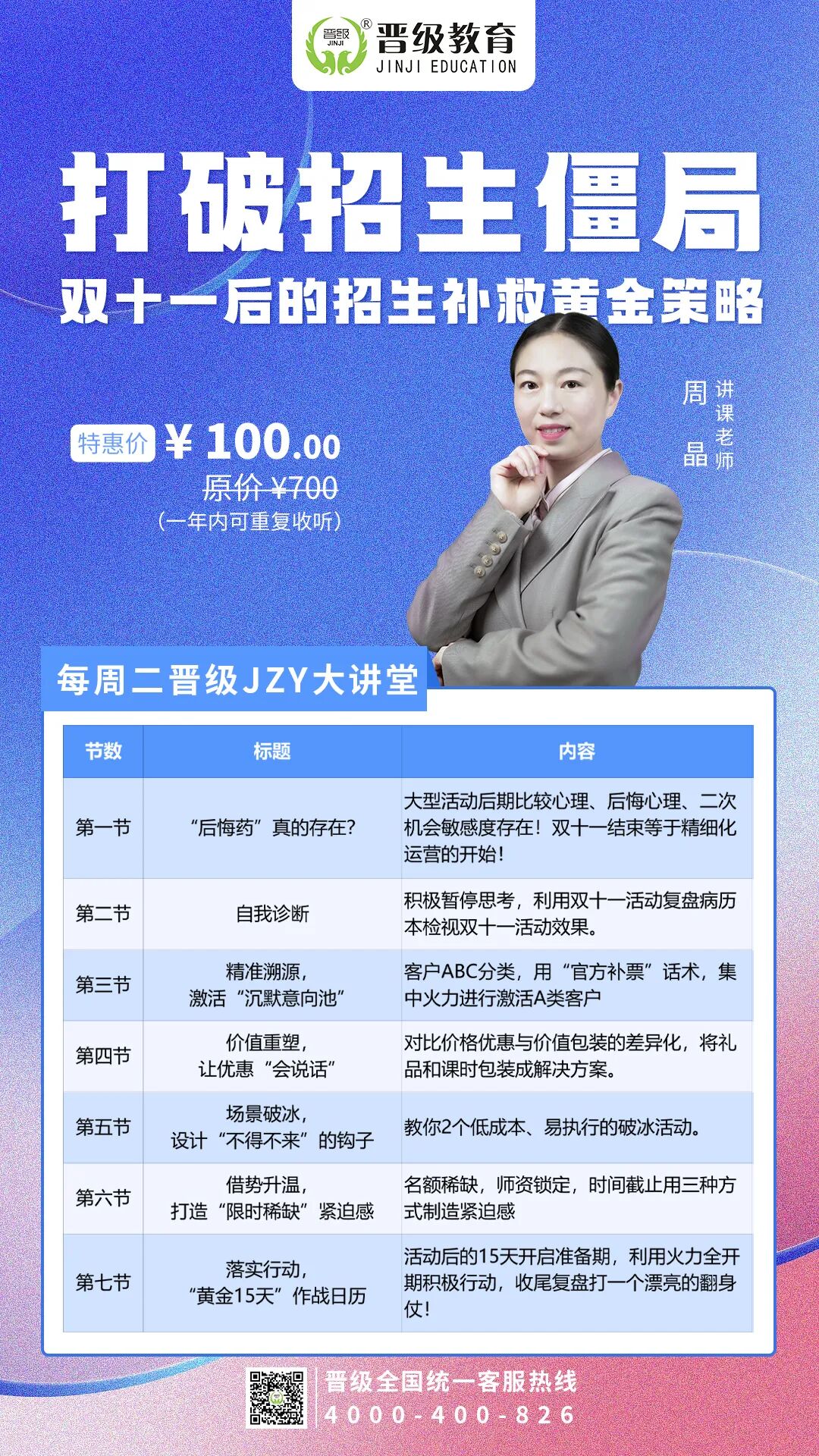 第626期JZY大讲堂为您带来:打破招生僵局:双十一后的招生补救黄金策略 第626期JZY大讲堂为您带来:打破招生僵局:双十一后的招生补救黄金策略